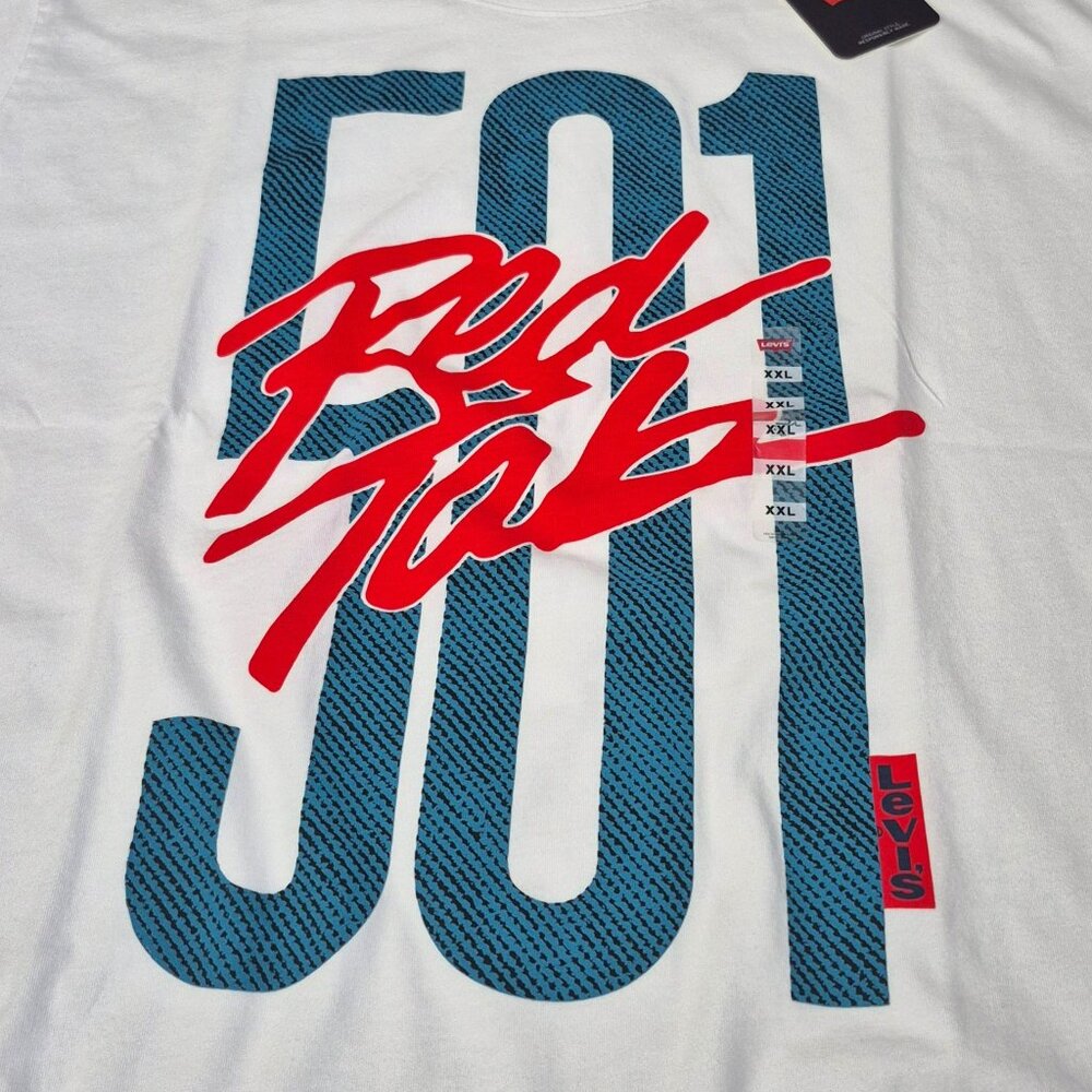 New LEVI'S® LOGO 501 Red Tab Short Sleeve T-Shirt White Men’s Size 2XL Cotton